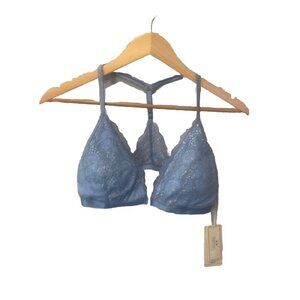 Blue Triangle Lace Bralette Size Large Shekini NWT Padding
